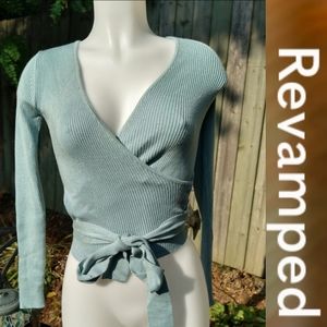 Size S blue long sleeve revamped sweatshirt